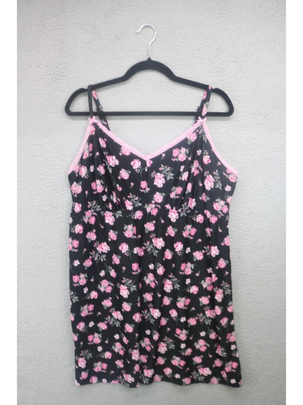 Rene Rofe Babydoll Silky Slip Dress/Gown-Size 2X-Floral-Whimsigoth-Feminine